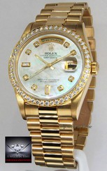 Rolex Day-Date President 18k Yellow Gold MOP Diamond Dial/Bezel Watch 18238