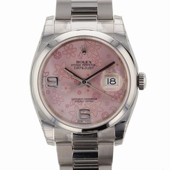  NEW Rolex Datejust Steel Pink Floral Arabic Oyster Mens Watch 116200 PFAO