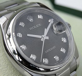Rolex DATEJUST 116200 Mens Steel Oyster 36MM Domed Bezel Black Jubilee Diamond