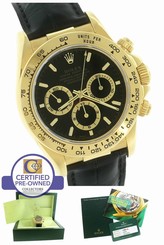 Rolex Daytona Zenith Cosmograph 16518 Black 18K Yellow Gold Chronograph Watch