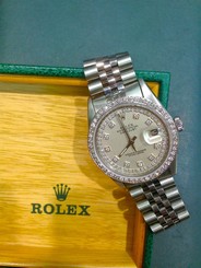 ROLEX DATEJUST 16014 1.50CTW DIAMOND SAPPHIRE 1980 QUICKSET WATCH