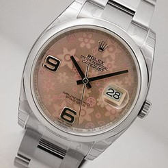 Rolex DATEJUST 116200 Mens Stainless Steel Pink Flower Dial Smooth Bezel 36MM