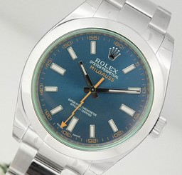 Rolex MILGAUSS 116400 Mens Stainless Steel Oyster Blue Dial GREEN Crystal 40MM 683498429104