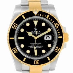 Rolex Submariner Steel Yellow Gold Black Dial Watch 116613 Box Papers