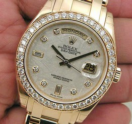 NEW MENS 18K YELLOW GOLD ROLEX MASTERPIECE W/ METEORITE