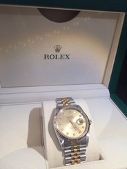 ROLEX OYSTER DATE JUST 16233 18K GOLD 10 set DIAMOND DIAL Men's Watch Datejust