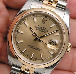 Rolex DATEJUST 116203 Mens Steel & Yellow Gold Jubilee Champagne Index Dial 36MM
