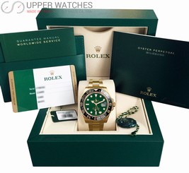 ROLEX GMT MASTER II OYSTER PERPETUAL 18K YELLOW GOLD 116718LN GRENN DIAL 738759852440