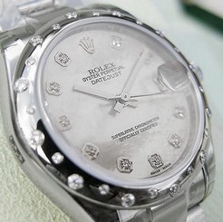 *NEW* ROLEX MIDSIZE SS/18K WG MOTHER OF PEARL DIAMOND BEZEL DATEJUST #178344