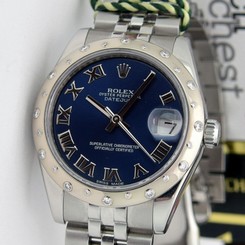 Rolex Datejust Lady 31mm Blue Roman Gold & Steel 178344 Diamond Bezel