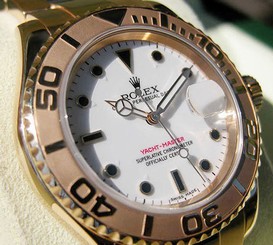Rolex YACHTMASTER 16628 Mens 18K Yellow Gold Time Lapse Bezel White Dial 40MM