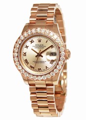 Rolex Ladies Datejust 18k Pink Rose Gold Diamond Automatic Watch 179175 +Box