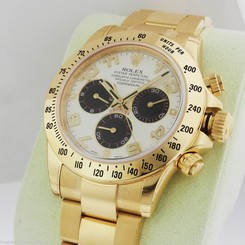 ROLEX Daytona 116528 Yellow Gold Ivory PANDA Dial Retail $34,650 NEW B&Papers