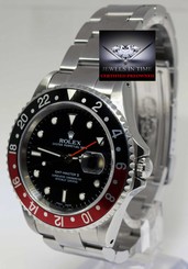 Rolex GMT-Master II Coke Black/Red Bezel Steel Mens Watch & Box P 16710