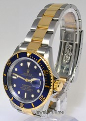 Rolex Submariner 18k Gold & Steel Mens Watch & Box Z Serial Number 16613