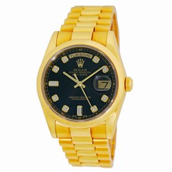 ROLEX 18K Yellow Gold Day Date President Factory Diamonds 118208 Warranty Papers