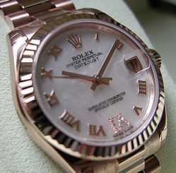 *NEW* ROLEX MIDSIZE 18K PINK GOLD WHITE MOP DIAMOND VI ROMAN PRESIDENT #178275