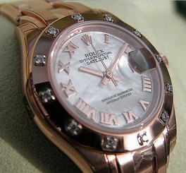LADIES ROLEX MASTERPIECE 80315 18K PINK GOLD MOP ROMAN DIAL DIAMOND BEZEL - NEW