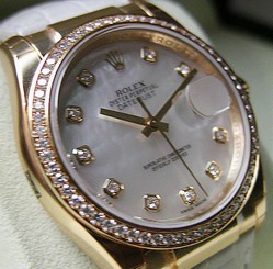 *NEW* ROLEX 18K YELLOW GOLD MOTHER OF PEARL DIAMOND DATEJUST LEATHER #116188