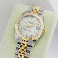 Rolex Datejust 31mm Stainless Steel 18k Gold Silver Jubilee 178273 Ret: $9,700