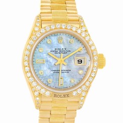 Rolex Datejust President Crown Collection Yellow Gold Diamond Watch 69158