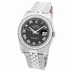 ROLEX Stainless Steel 36mm Factory Diamond Oyster 116244 Datejust BOX UNWORN