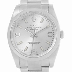 Rolex Air King Silver Dial Oyster Bracelet Mens Watch 114200
