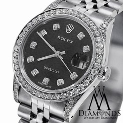 Ladies Rolex Datejust 26 mm Black Dial Jubilee Bracelet Diamond Bezel 79160