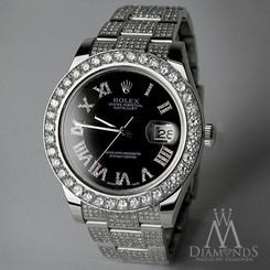 Diamond ROLEX Watch Datejust II 41mm black diamond dial with roman numerals 845960034548