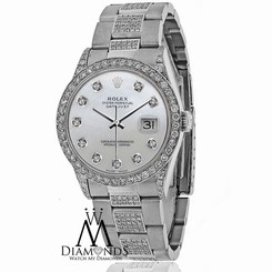 Rolex Watch- DateJust 16200 36mm - White Mother Of Pearl Dial - Oyster Bracelet