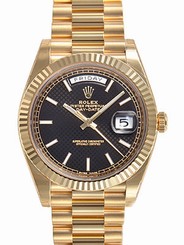 Mens Rolex DAY-DATE 40MM President 228238 Yellow Gold Black Diagonal Motif Dial