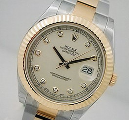 Rolex DATEJUST II 116333 Mens Steel & Yellow Gold Oyster Ivory DIAMOND Dial 41MM 845960002370