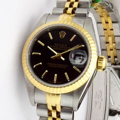 Rolex Lady Datejust Gold and Steel Black Index 69173 Jubilee - WATCH CHEST 27543000069