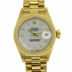 Rolex Ladies Datejust President 18k Solid Yellow Gold 69178 Quick Set Box White