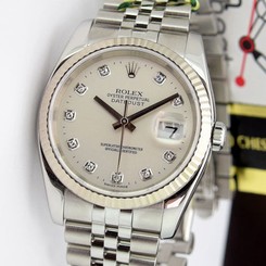 Rolex Datejust White Gold Steel Silver Diamond Dial 116234 Jubilee - WATCH CHEST 845960035095