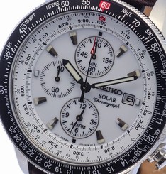 NEW MEN'S SEIKO PROSPEX SOLAR FLIGHTMASTER ALARM CHRONOGRAPH WATCH SSC013P1