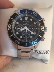 Seiko SSC017 Solar Dive Chronograph Black Dial Silver Tone Band Men's Watch HV 29665159045