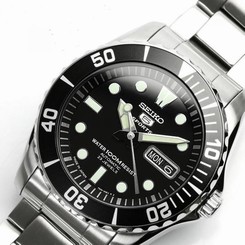 SEIKO 5 SPORTS SNZF17 SNZF17J Automatic Silver Black Men's Watch