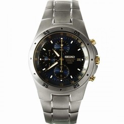 Seiko SND449P1 Men's Two Tone Titanium Chronograph Blue Dial 4954628006257