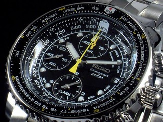 NEW MEN'S SEIKO FLIGHTMASTER 200M ALARM CHRONOGRAPH ANALOG WATCH SNA411P1 638827440039