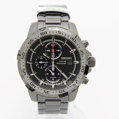 Seiko Solar SSC301P1 Chronograph Black Stainless Steel Analog Men's Sport Watch