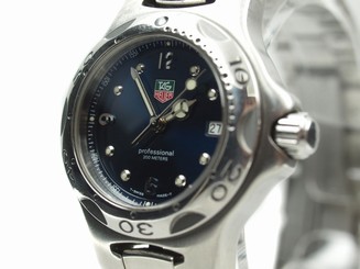 Auth TAG HEUER Professional 200m Navy blue Dial Date SS Quartz Women's Watch