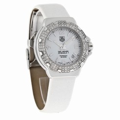 Tag Heuer Formula 1 Diamond Mid-Size White Leather Band Watch WAC1215.FC6219