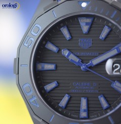 TAG Heuer Men's Aquaracer 300M Automatic 43mm Black Titanium on Blue Nylon Strap