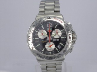Swiss Tag Heuer INDY 500 200m quartz date 1/10s chrono SS bracelet watch CAC111B