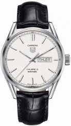 New Tag Heuer Carrera 5 Day-Date Steel Black Leather Men's Watch WAR201B.FC6266