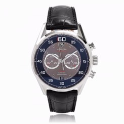TAG HEUER Carrera Black and Grey Dial Chronograph Leather Men's Watch CAR2B10