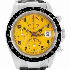 Tudor Tiger Prince Date Chronograph Yellow Dial Steel Watch 79260