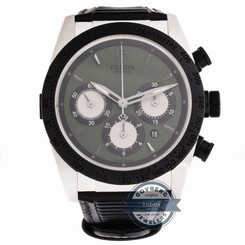 Tudor Fastrider Chronograph T42010N Auto 42mm Steel Green Dial Mens Strap Watch