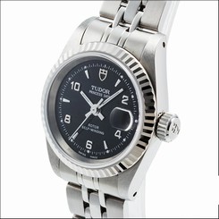 Pre-Owned Tudor Princess Date SS/White Gold Black Women's Auto Watch 92414, MR